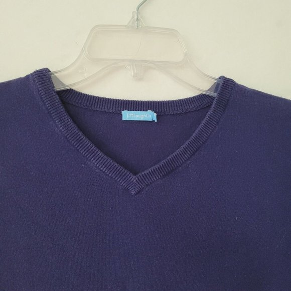 J McLaughlin Sweater Men L Long Sleeve V-Neck Classic Cashmere Blend Office Blue - Picture 3 of 11